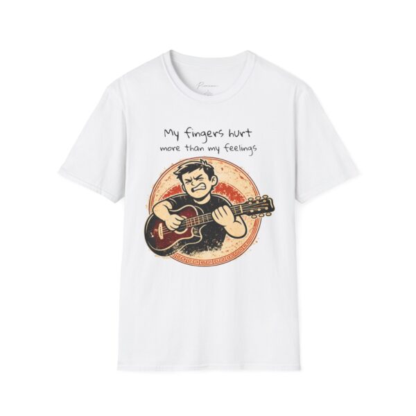 Guitar Player T-Shirt (Unisex)  — “My fingers hurt more than my feelings” Acoustic Music Tee