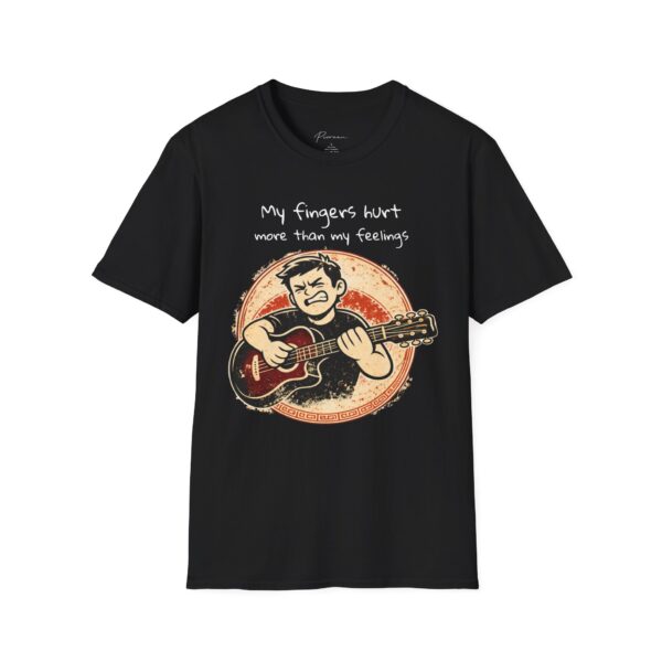Guitar Player T-Shirt (Unisex)  — “My fingers hurt more than my feelings” Acoustic Music Tee