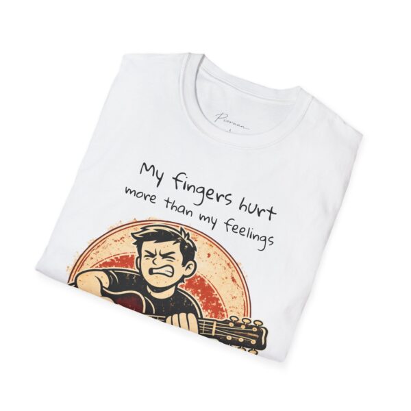 Guitar Player T-Shirt (Unisex)  — “My fingers hurt more than my feelings” Acoustic Music Tee