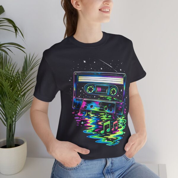 Cassette Tape Retro Tee — Neon Vaporwave Music Graphic T-Shirt