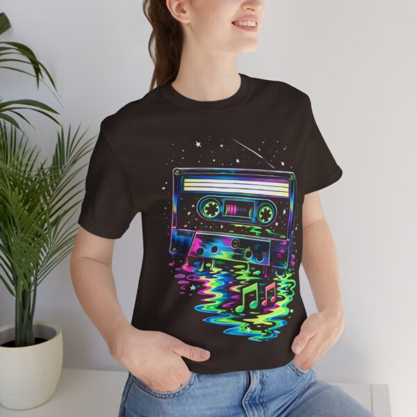 Cassette Tape Retro Tee — Neon Vaporwave Music Graphic T-Shirt