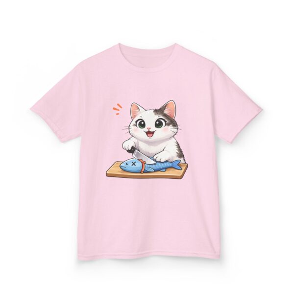 Kids Cat With Fish Graphic Tee — Cute Kitten Playing With Toy Fish