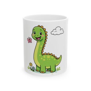 Cute Green Dinosaur Coffee Mug — Kids Dino Ceramic Cup (11oz, 15oz)
