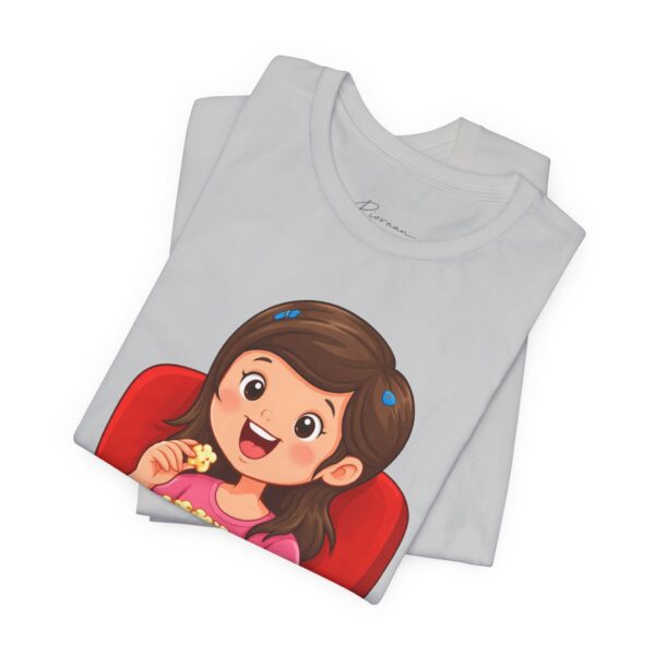 10447084266765357968_2048.jpeg Movie Night T-Shirt — Girl Eating Popcorn Theater Tee