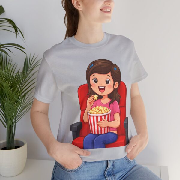11588001084812603744_2048.jpeg Movie Night T-Shirt — Girl Eating Popcorn Theater Tee