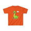 Kids Dinosaur T‑Shirt — Cute Green Brontosaurus with Butterfly