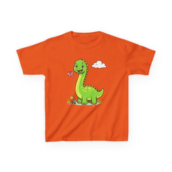 Kids Dinosaur T‑Shirt — Cute Green Brontosaurus with Butterfly