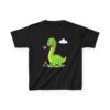 Kids Dinosaur T‑Shirt — Cute Green Brontosaurus with Butterfly