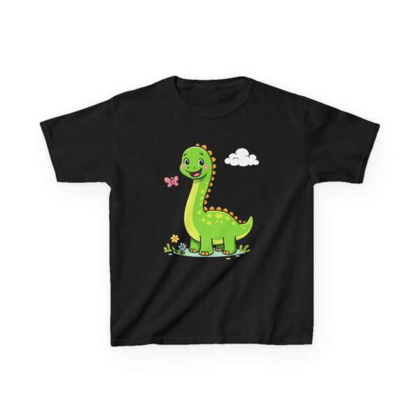 Kids Dinosaur T‑Shirt — Cute Green Brontosaurus with Butterfly