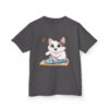 Kids Cat With Fish Graphic Tee — Cute Kitten Playing With Toy Fish