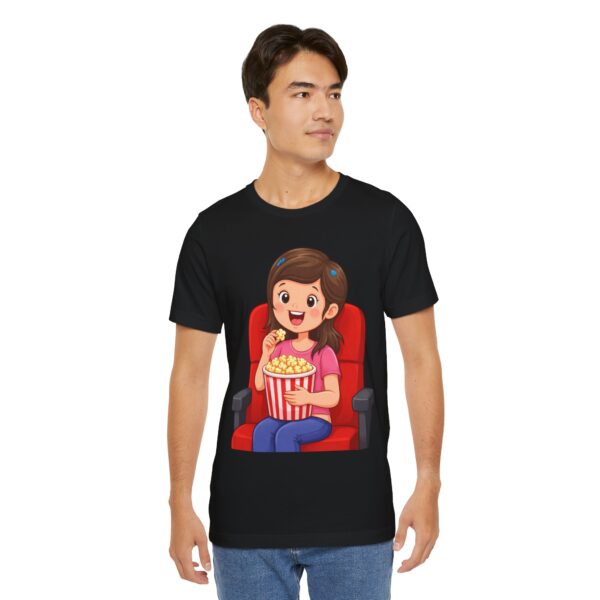 13000723094802489060_2048.jpeg Movie Night T-Shirt — Girl Eating Popcorn Theater Tee