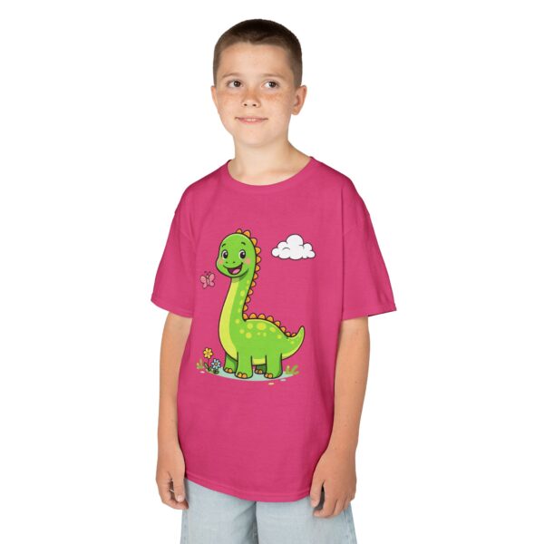 Kids Dinosaur T‑Shirt — Cute Green Brontosaurus with Butterfly