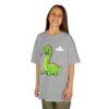 Kids Dinosaur T‑Shirt — Cute Green Brontosaurus with Butterfly