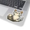 14359571428429826300_1200.jpeg Grumpy Cat with Coffee Laptop Sticker — Cute Work-from-Home Laptop Kiss-Cut Sticker