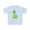 Kids Dinosaur T‑Shirt — Cute Green Brontosaurus with Butterfly