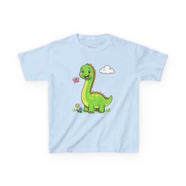 Kids Dinosaur T‑Shirt — Cute Green Brontosaurus with Butterfly