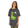 Kids Dinosaur T‑Shirt — Cute Green Brontosaurus with Butterfly