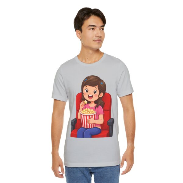 15384251589633958308_2048.jpeg Movie Night T-Shirt — Girl Eating Popcorn Theater Tee