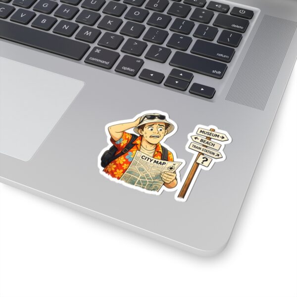Lost Tourist Sticker — Funny Travel Vinyl Kiss-Cut Sticker (City Map, Direction Sign)