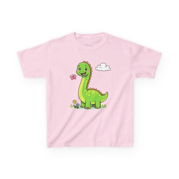 Kids Dinosaur T‑Shirt — Cute Green Brontosaurus with Butterfly