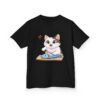 Kids Cat With Fish Graphic Tee — Cute Kitten Playing With Toy Fish