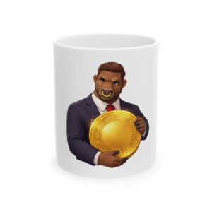 Bull Trader Ceramic Mug — Business Suit Bull Holding Gold Coin, Finance Gift (11oz/15oz)