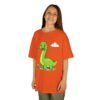 Kids Dinosaur T‑Shirt — Cute Green Brontosaurus with Butterfly
