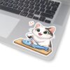 Cute Cat Filleting Fish Sticker — Kiss-Cut Vinyl Sticker