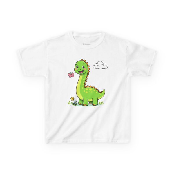 Kids Dinosaur T‑Shirt — Cute Green Brontosaurus with Butterfly