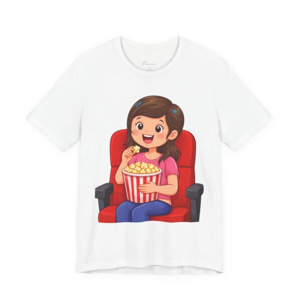 3344294271367557957_2048.jpeg Movie Night T-Shirt — Girl Eating Popcorn Theater Tee