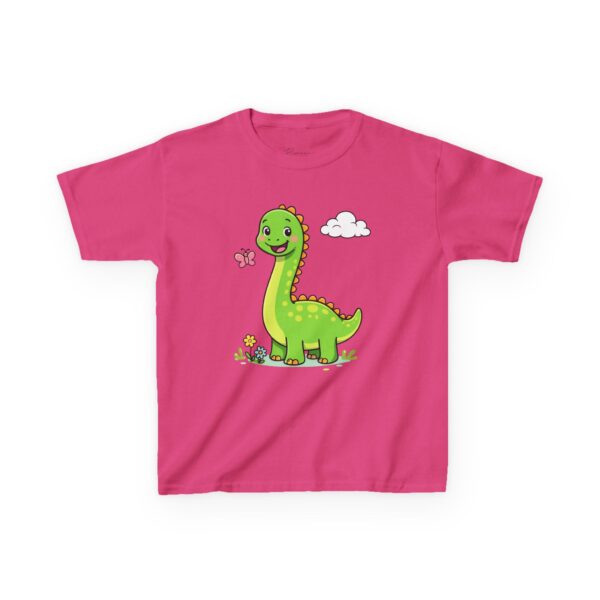 Kids Dinosaur T‑Shirt — Cute Green Brontosaurus with Butterfly
