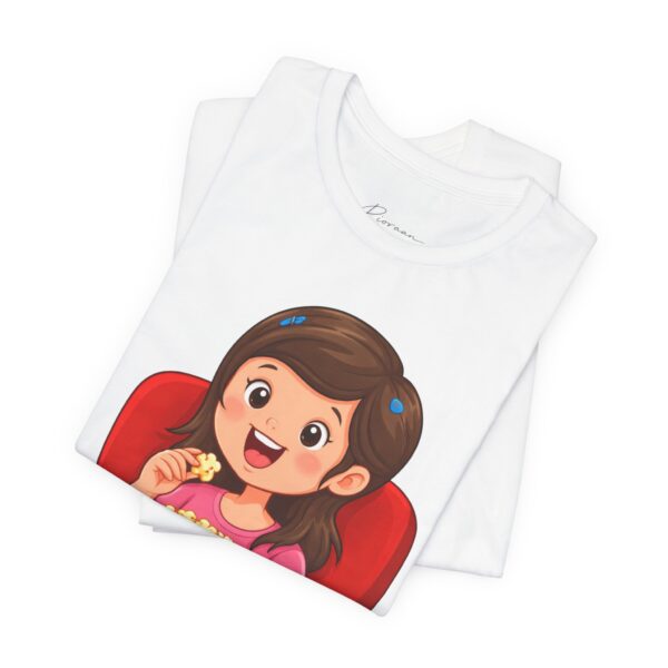 6785582770653063380_2048.jpeg Movie Night T-Shirt — Girl Eating Popcorn Theater Tee