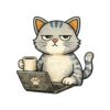 6865205683453479675_1200.jpeg Grumpy Cat with Coffee Laptop Sticker — Cute Work-from-Home Laptop Kiss-Cut Sticker