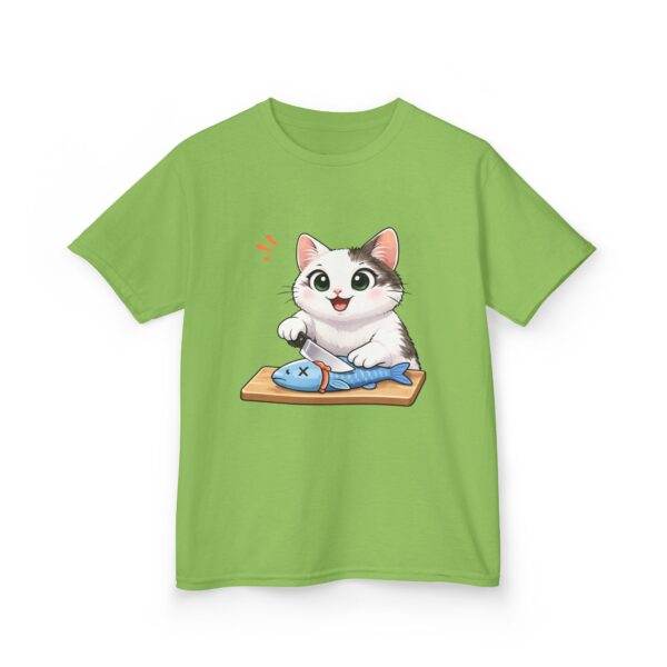 Kids Cat With Fish Graphic Tee — Cute Kitten Playing With Toy Fish