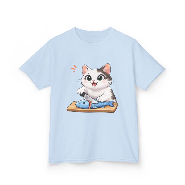 Kids Cat With Fish Graphic Tee — Cute Kitten Playing With Toy Fish