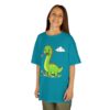 Kids Dinosaur T‑Shirt — Cute Green Brontosaurus with Butterfly