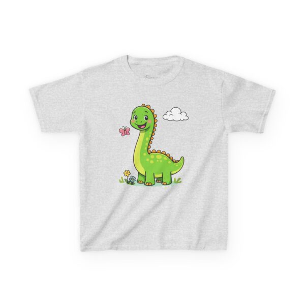 Kids Dinosaur T‑Shirt — Cute Green Brontosaurus with Butterfly